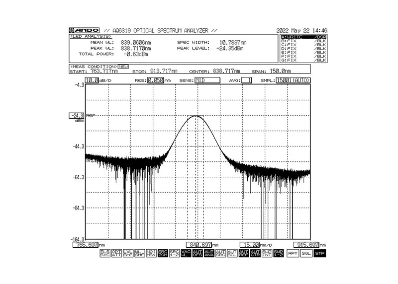 840nm 5mW 10nm Bandwidth SLED Broadband Light Module